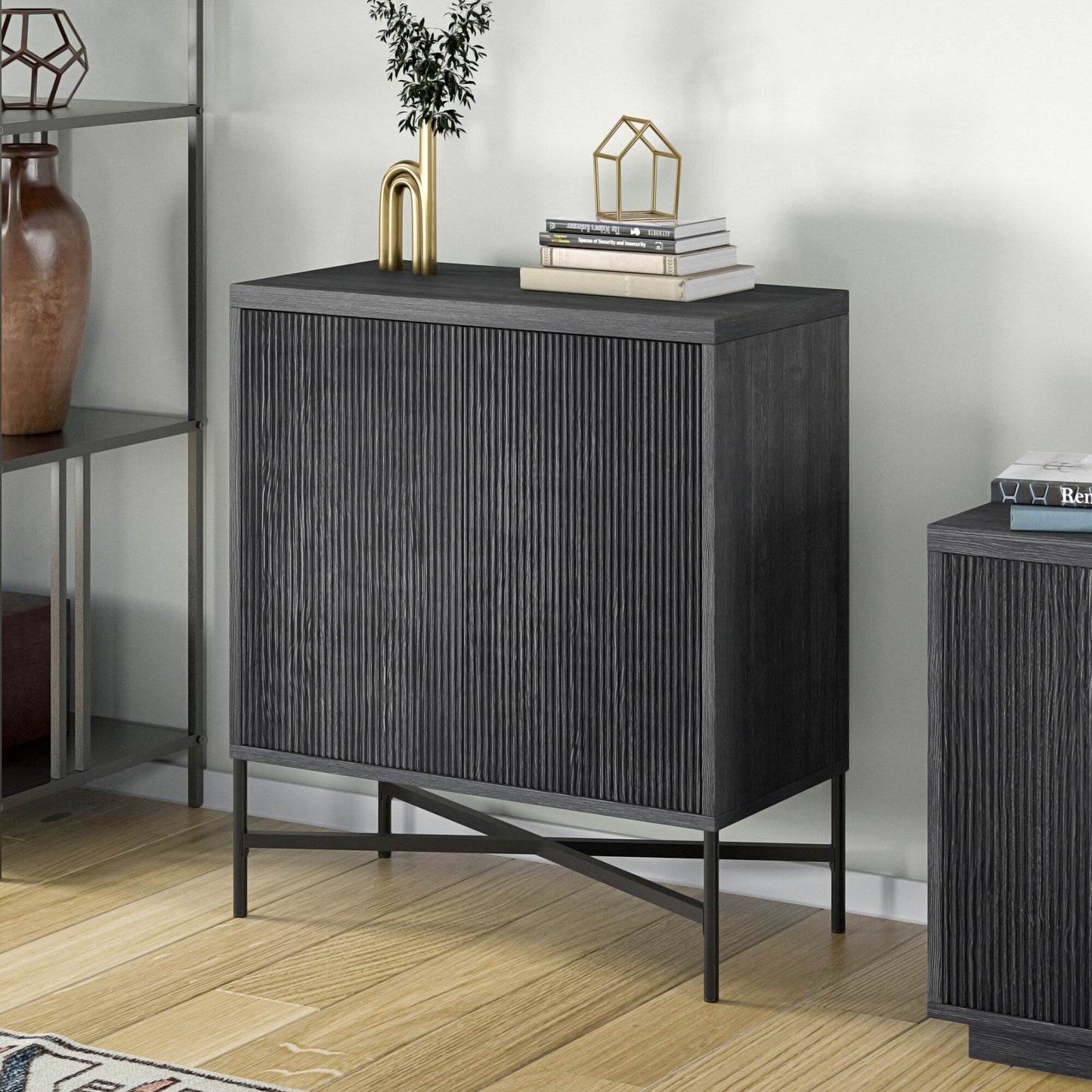 Hailey Home Brighton Charcoal Gray 2-Shelf Office Cabinet