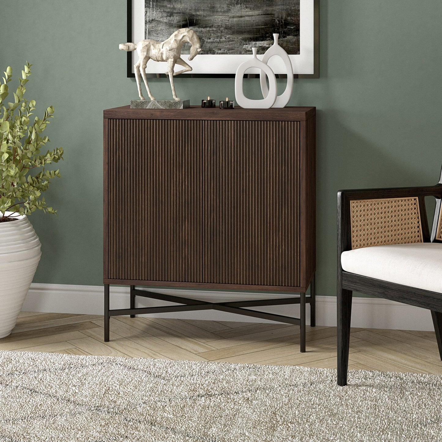 Hailey Home Brighton Alder Brown 2-Shelf Office Cabinet