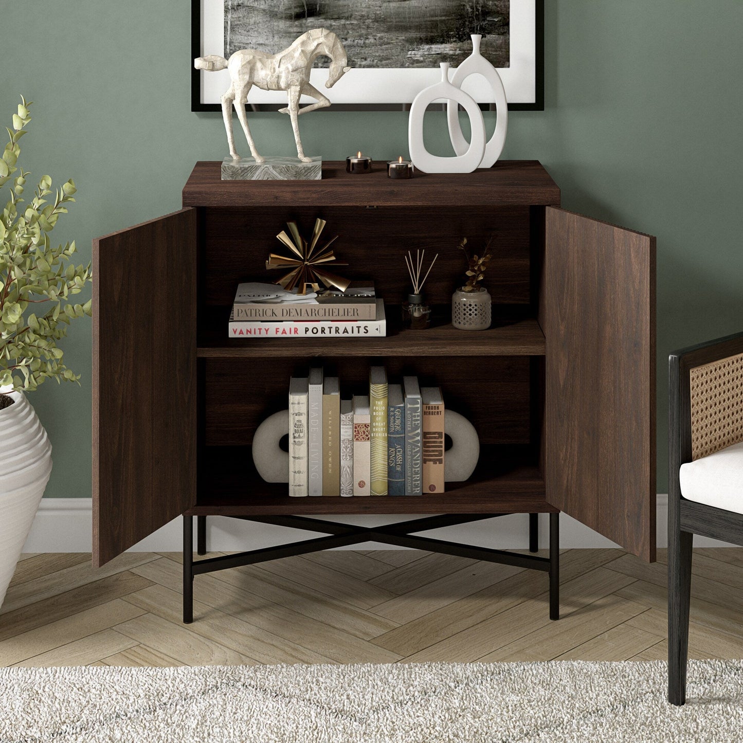 Hailey Home Brighton Alder Brown 2-Shelf Office Cabinet