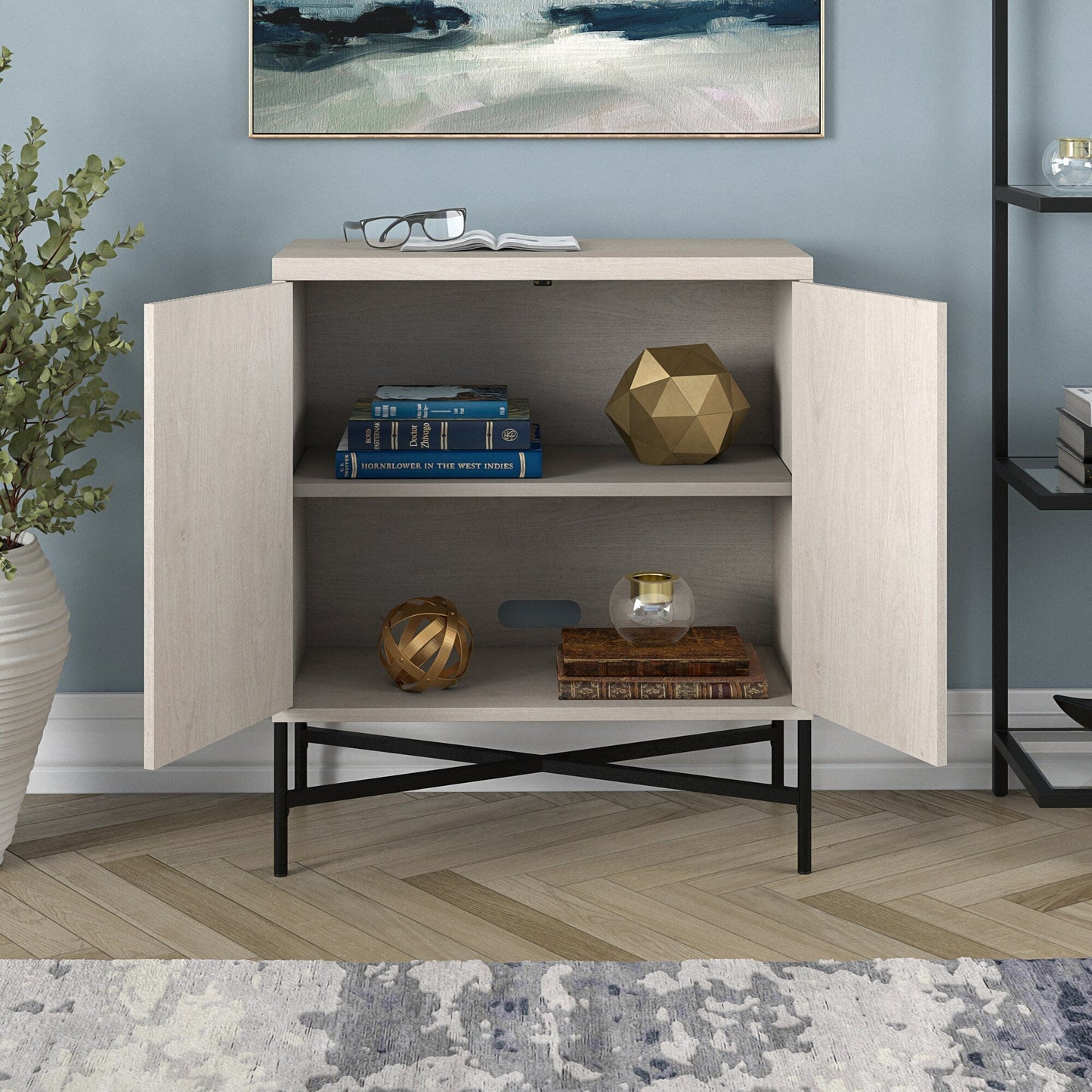 Hailey Home Brighton Alder White 2-Shelf Office Cabinet