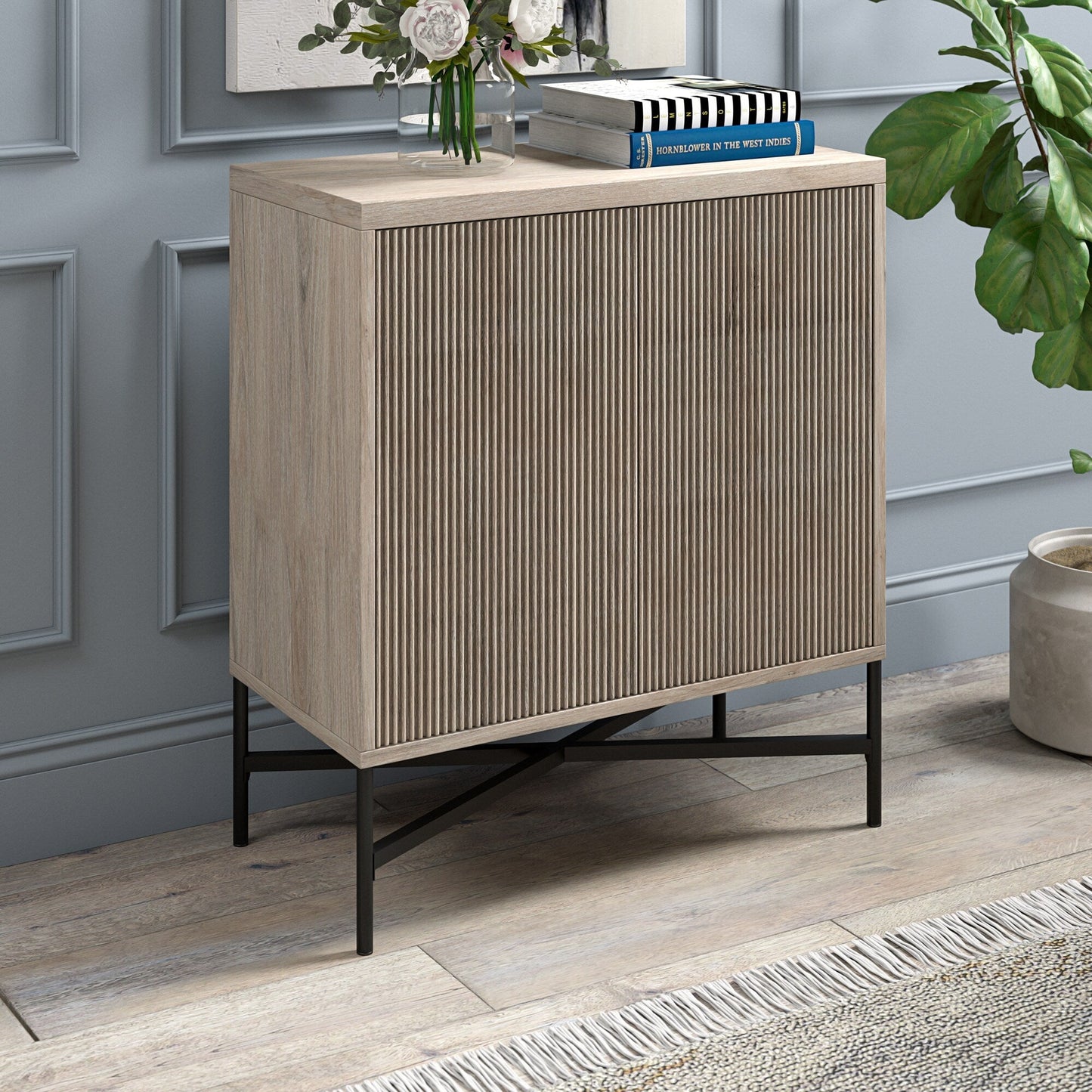 Hailey Home Brighton Antiqued Gray Oak 2-Shelf Office Cabinet