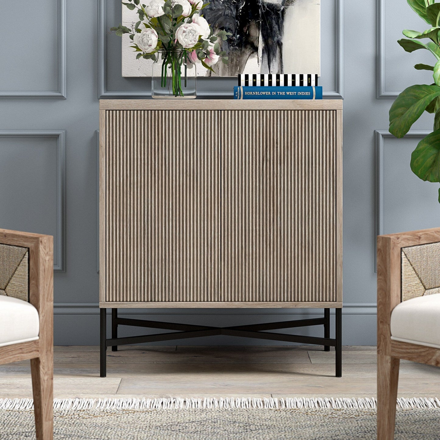 Hailey Home Brighton Antiqued Gray Oak 2-Shelf Office Cabinet