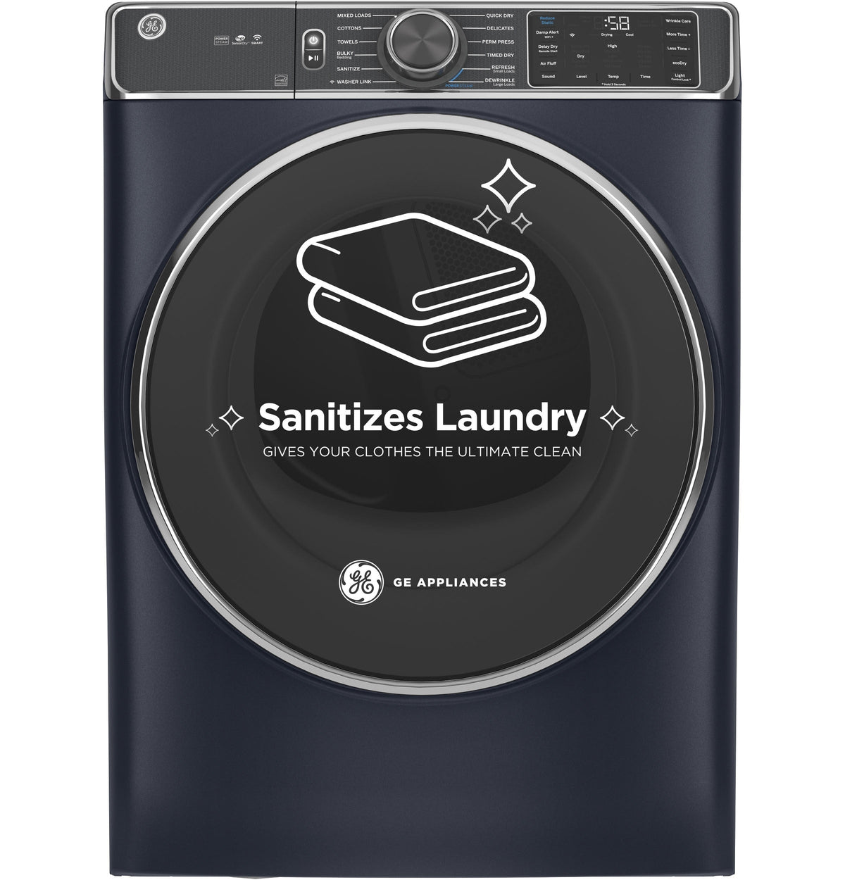GE 7.8-cu ft Stackable Steam Cycle Electric Dryer (Sapphire Blue) ENERGY STAR