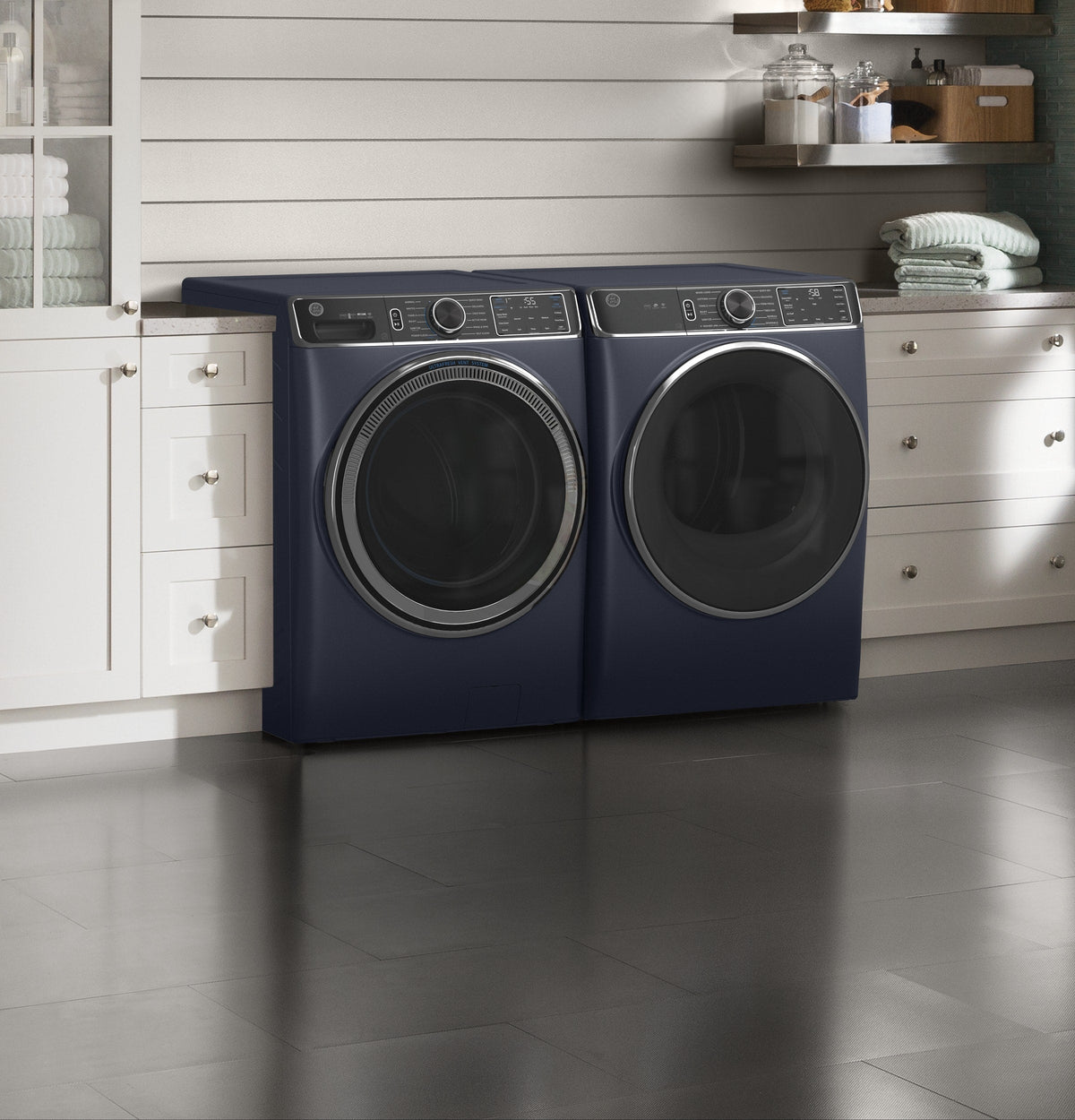 GE 7.8-cu ft Stackable Steam Cycle Electric Dryer (Sapphire Blue) ENERGY STAR