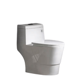 WOODBRIDGE Everette 1‑Piece Dual Flush Elongated Toilet, 1.28 GPF, White with Matte Black Button, MaP 1000 g, Seat Included