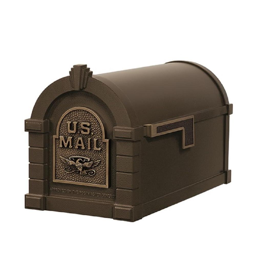 Keystone Series Aluminum Post-Mount Mailbox Black with Antique Bronze - Super Arbor