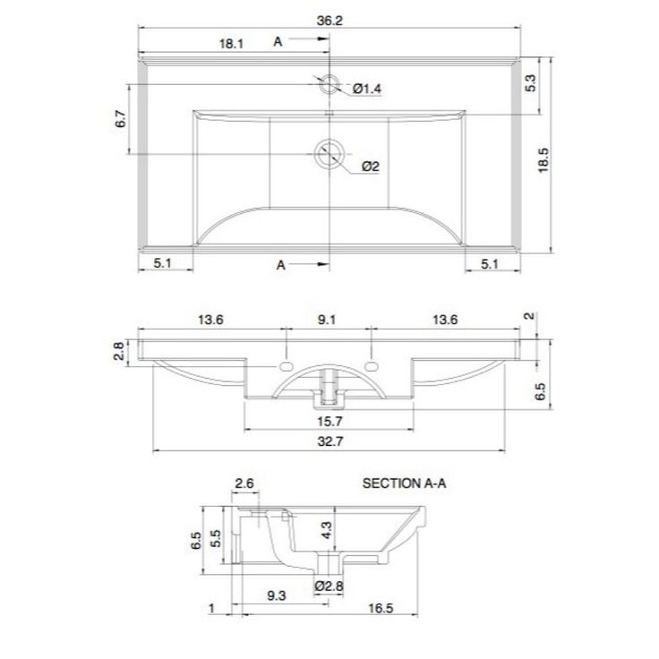 Nameeks ML Wall Mounted Bathroom Sink in White