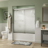 Everly 60 in. x 58-1/8 in. Traditional Semi-Frameless Sliding Bathtub Door in Nickel and 1/4 in. (6mm) Mozaic Glass - Super Arbor