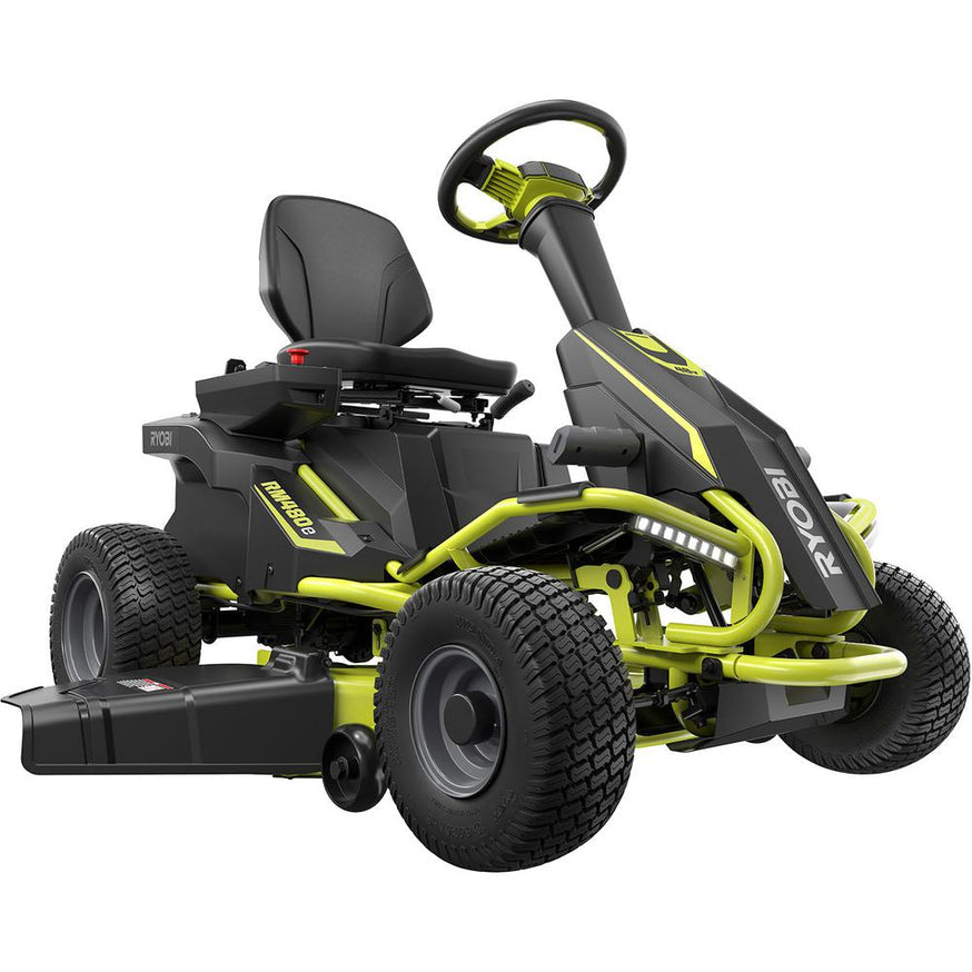 RYOBI 38 in. 75 Ah Battery Electric Rear Engine Riding Lawn Mower and Bagging Kit