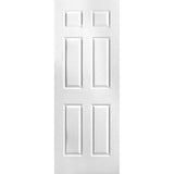 30 in. x 80 in. Textured 6-Panel Hollow Core Primed Composite Interior Door Slab - Super Arbor