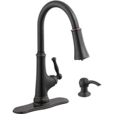Touchless LED Single-Handle Pull-Down Sprayer Kitchen Faucet with Soap Dispenser in Stainless Steel - Super Arbor