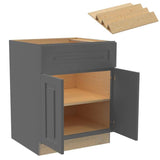 Grayson 27 in. W x 24 in. D x 34.5 in. H Assembled Plywood Base Kitchen Cabinet in Deep Onyx with Spice Soft Close