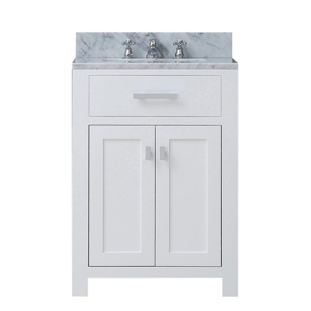 Madison 30 in. Vanity in Modern White with Marble Vanity Top in Carrara White