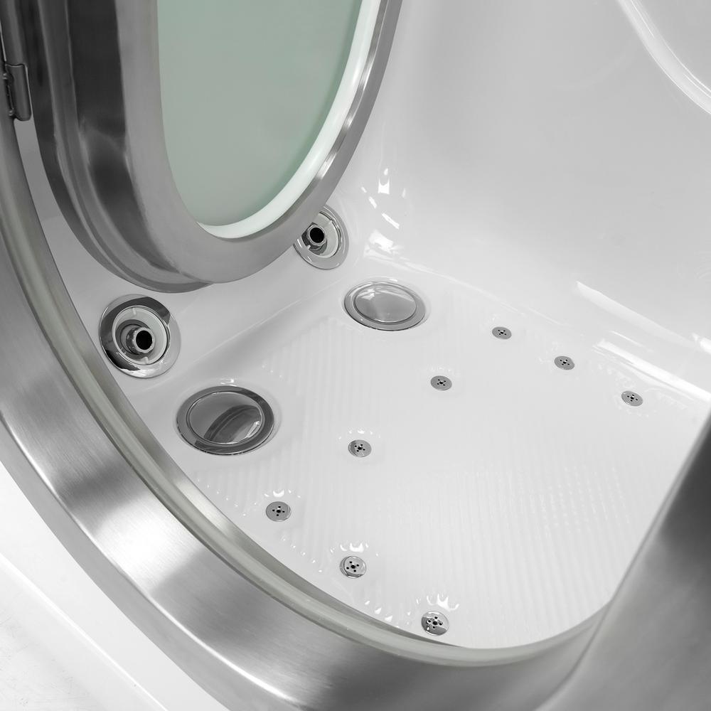 Deluxe 55 in. Acrylic Walk-In Whirlpool and Air Bath Bathtub in White, Fast Fill Faucet Set, LHS 2 in. Dual Drain - Super Arbor