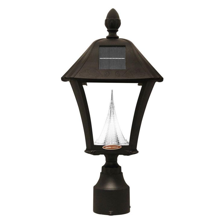 Baytown Solar Black Outdoor Post/Wall Light with Bright/Warm-White LEDs