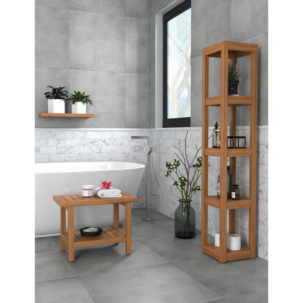 The Original 24 in. Spa Teak Shower Bench with Shelf - Super Arbor