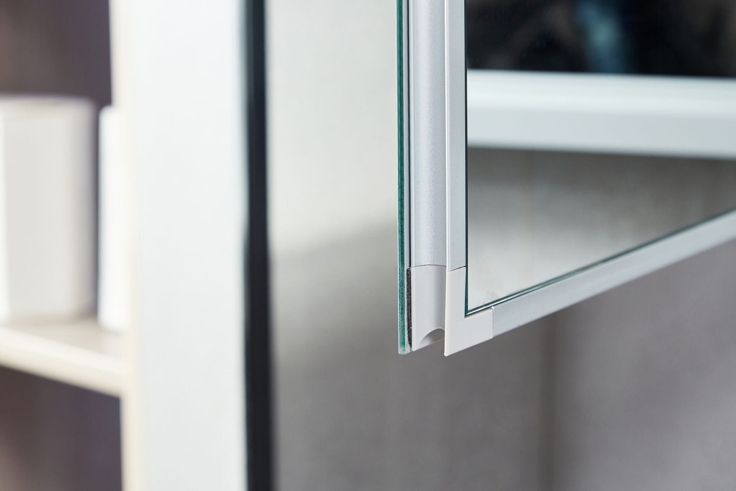 Forclover DON 15-in x 24-in Surface/Recessed Mount Satin Mirrored Soft Close Medicine Cabinet