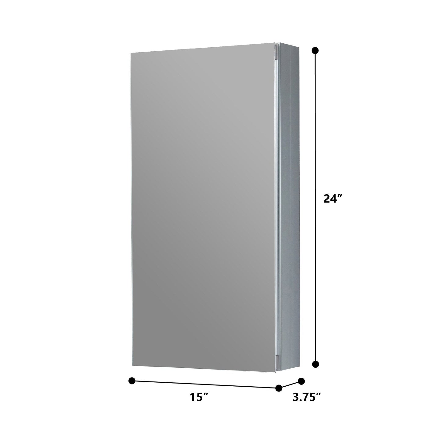 Forclover DON 15-in x 24-in Surface/Recessed Mount Satin Mirrored Soft Close Medicine Cabinet