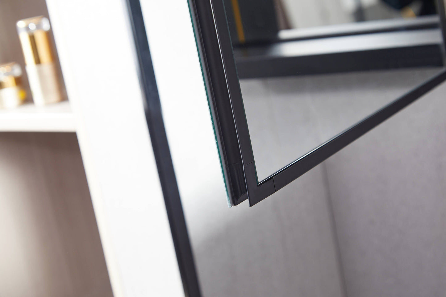 Forclover KF 19-in x 30-in Fog Free Surface/Recessed Mount Black Mirrored Soft Close Medicine Cabinet