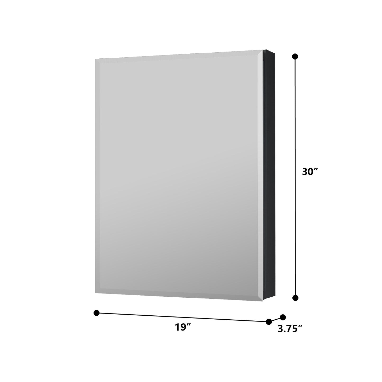 Forclover KF 19-in x 30-in Fog Free Surface/Recessed Mount Black Mirrored Soft Close Medicine Cabinet