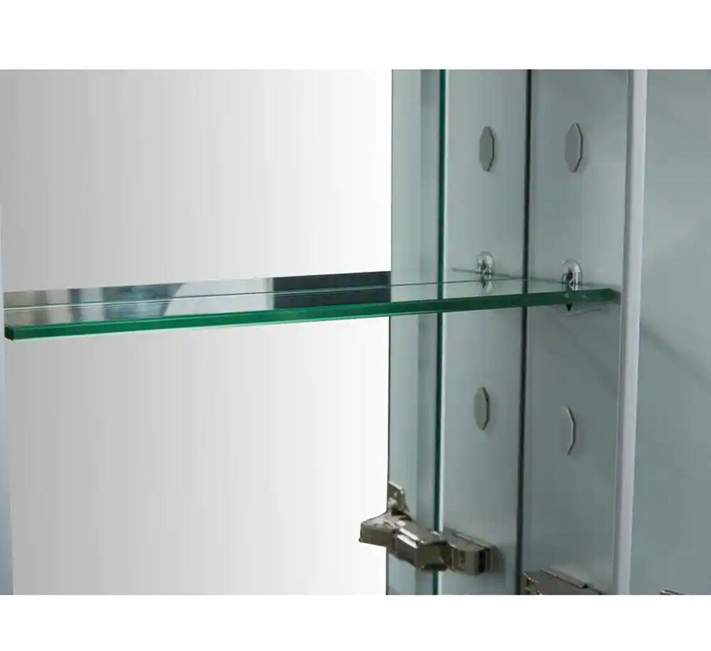 Forclover KF 30-in x 26-in Surface/Recessed Mount Satin Mirrored Soft Close Medicine Cabinet