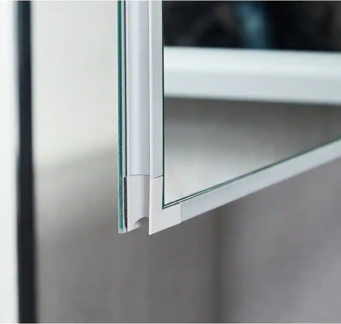 Forclover KF 30-in x 26-in Surface/Recessed Mount Satin Mirrored Soft Close Medicine Cabinet