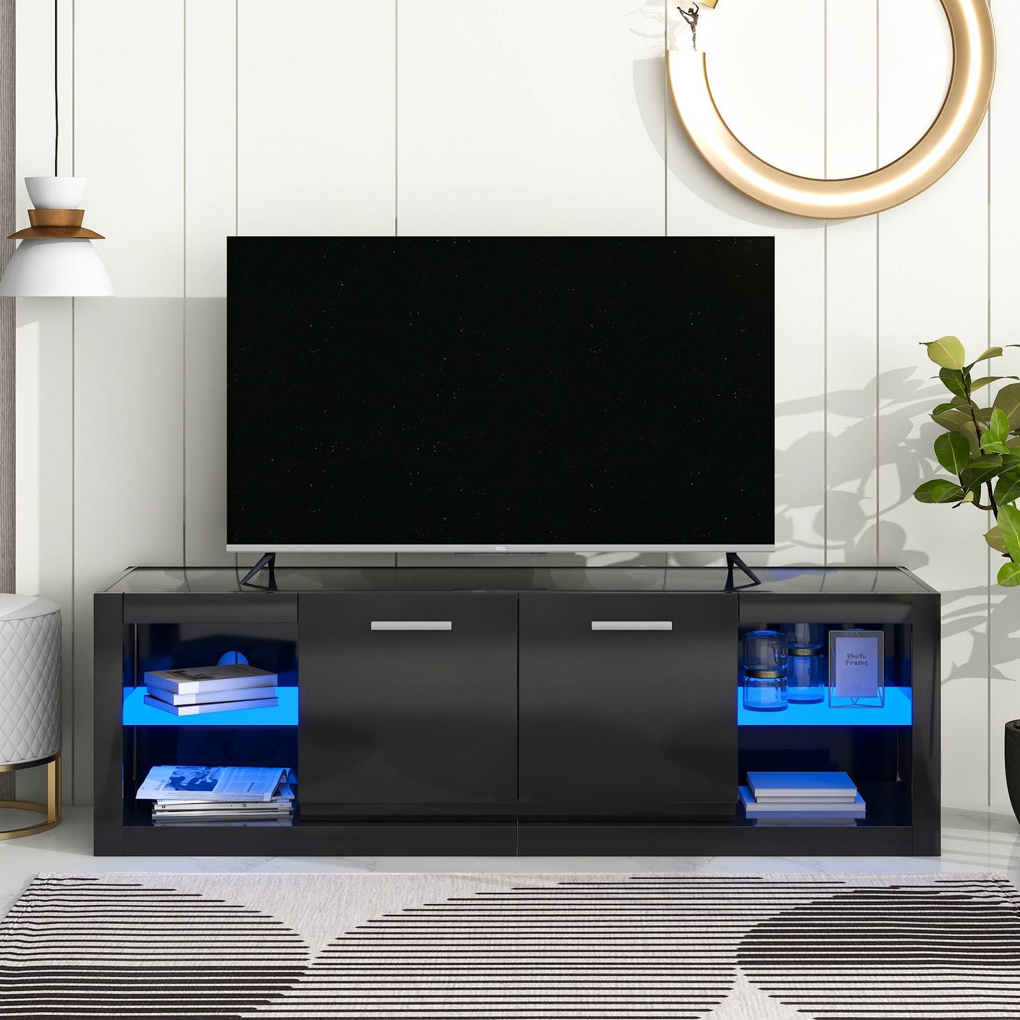 Yiekholo Modern/Contemporary Black Tv Cabinet (Accommodates TVs up to 70-in)