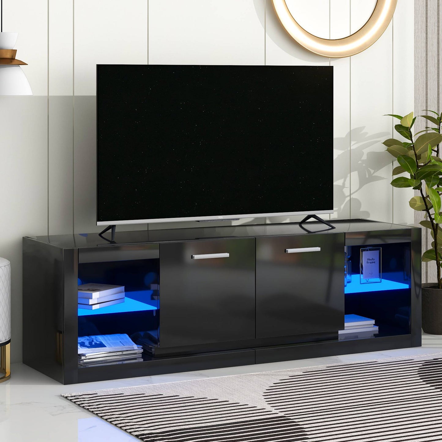 Yiekholo Modern/Contemporary Black Tv Cabinet (Accommodates TVs up to 70-in)