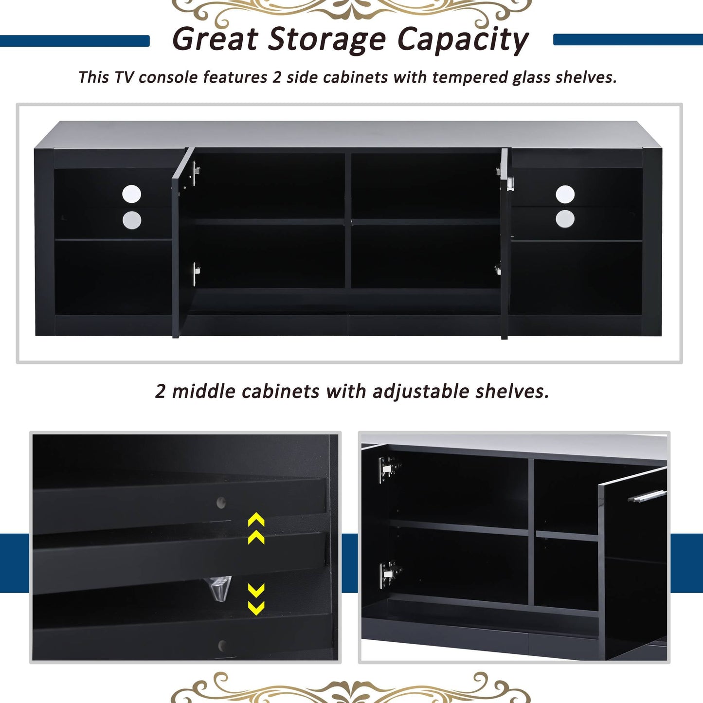 Yiekholo Modern/Contemporary Black Tv Cabinet (Accommodates TVs up to 70-in)
