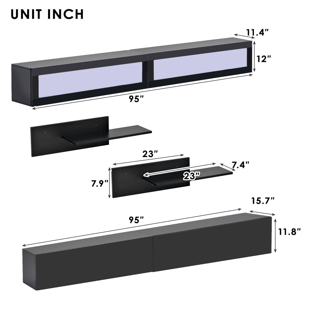 Yiekholo Modern/Contemporary Black Tv Cabinet (Accommodates TVs up to 80-in)