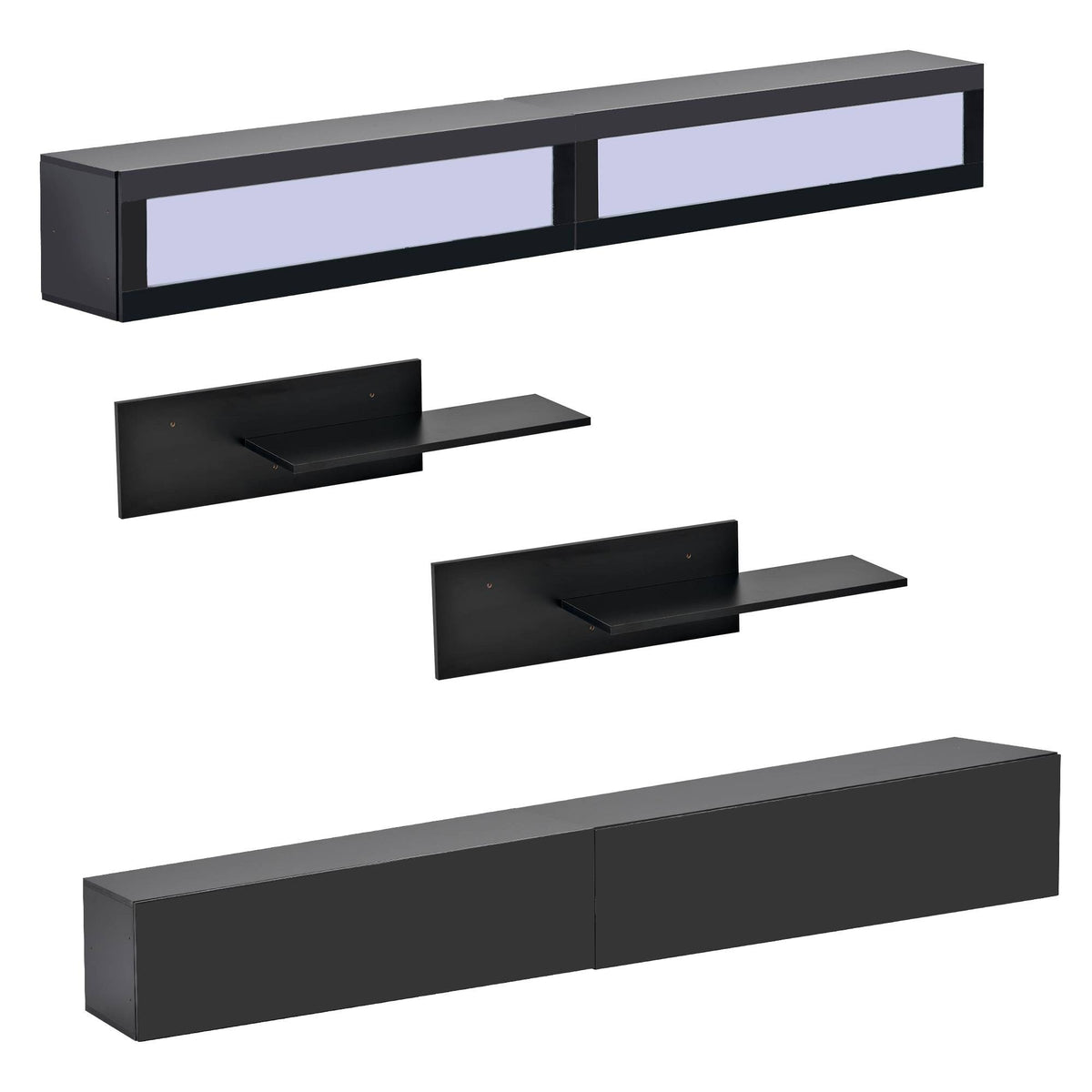Yiekholo Modern/Contemporary Black Tv Cabinet (Accommodates TVs up to 80-in)