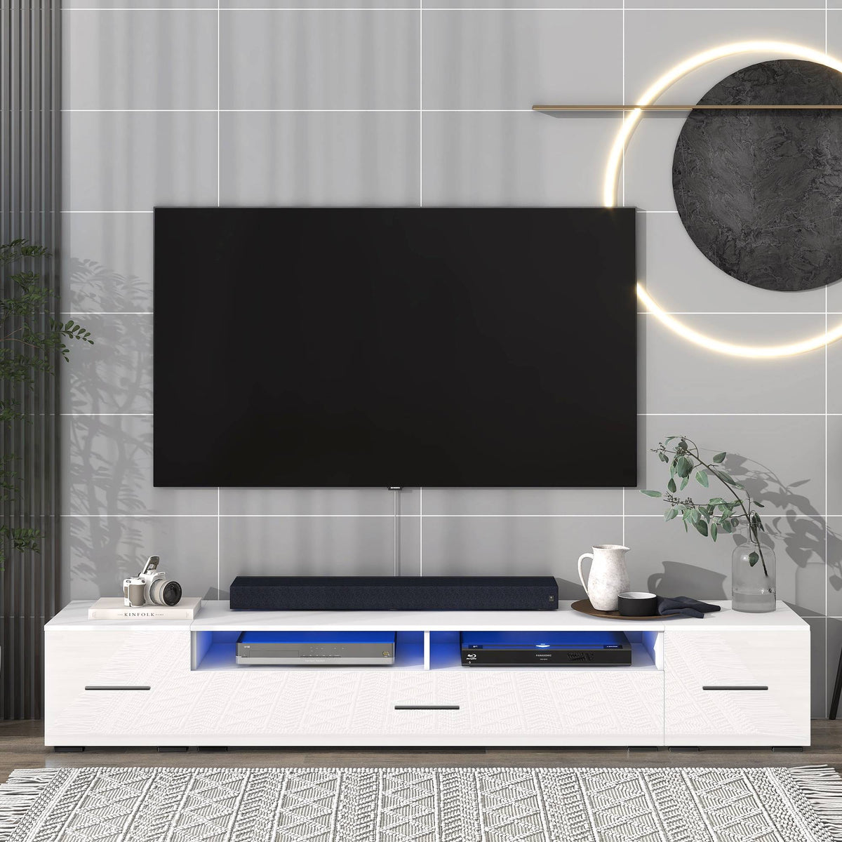 Yiekholo Modern/Contemporary White Tv Cabinet (Accommodates TVs up to 80-in)