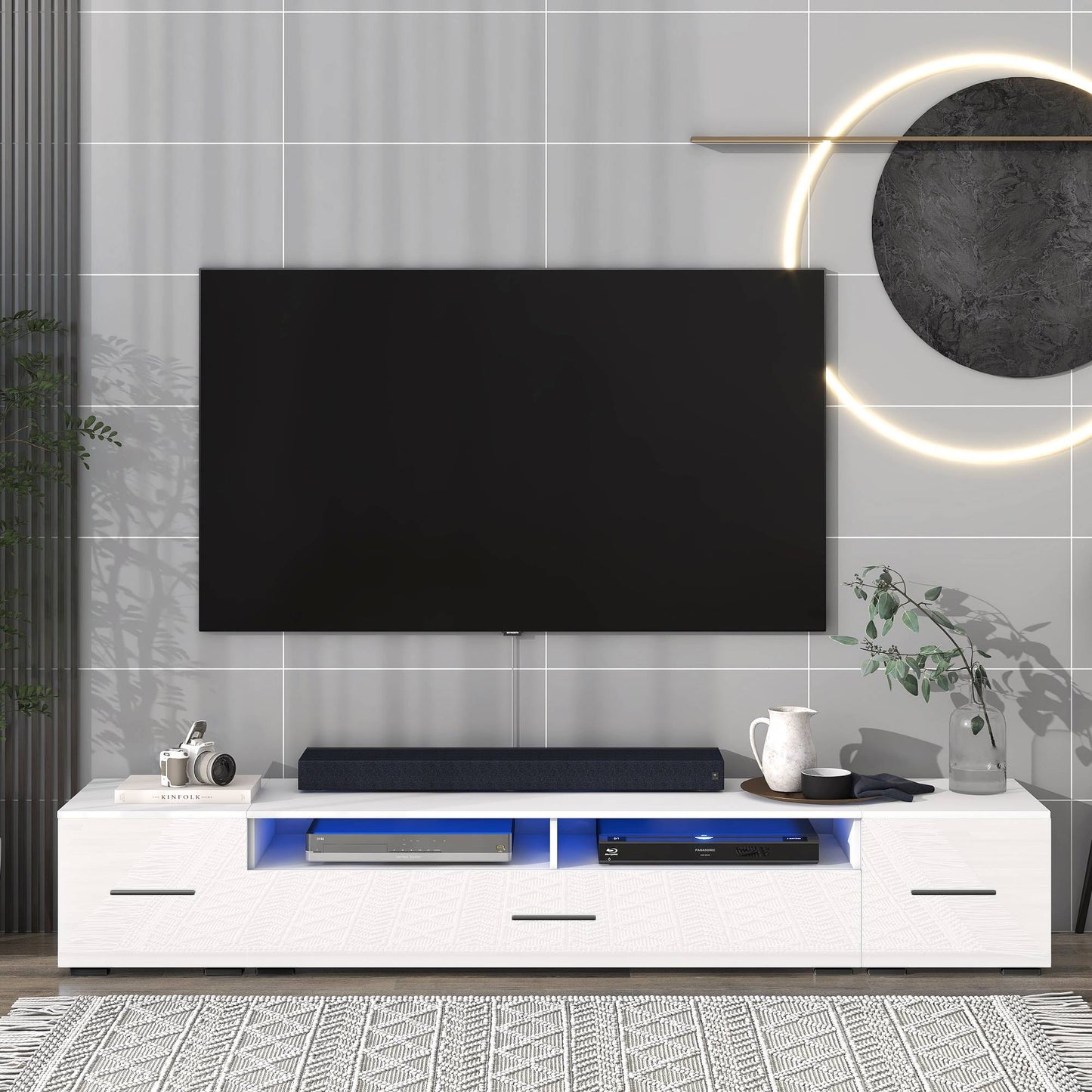 Yiekholo Modern/Contemporary White Tv Cabinet (Accommodates TVs up to 80-in)