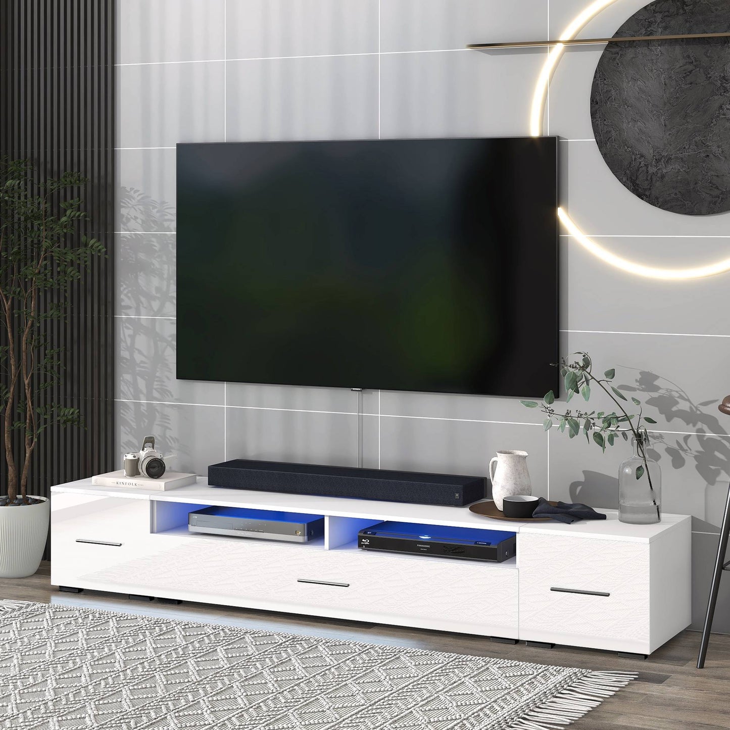 Yiekholo Modern/Contemporary White Tv Cabinet (Accommodates TVs up to 80-in)
