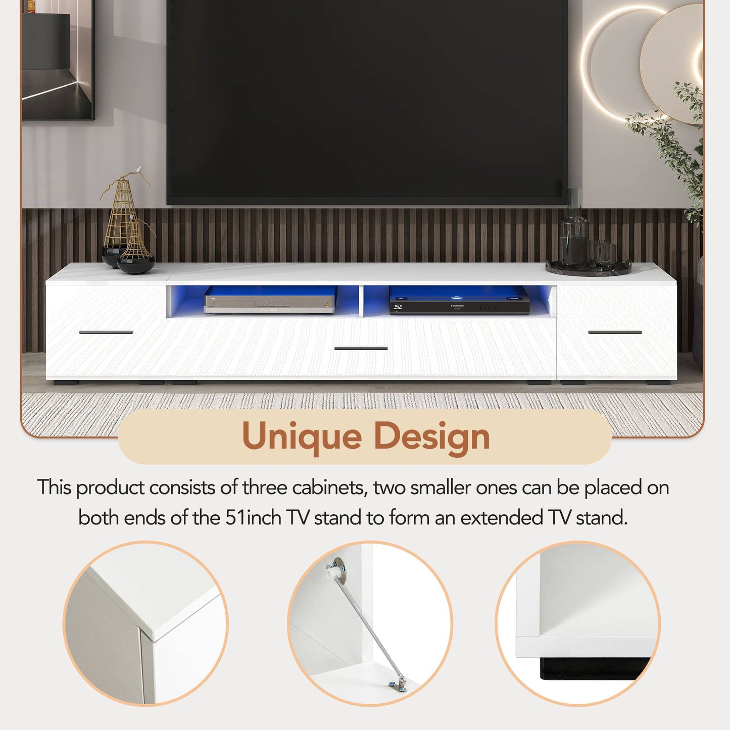 Yiekholo Modern/Contemporary White Tv Cabinet (Accommodates TVs up to 80-in)