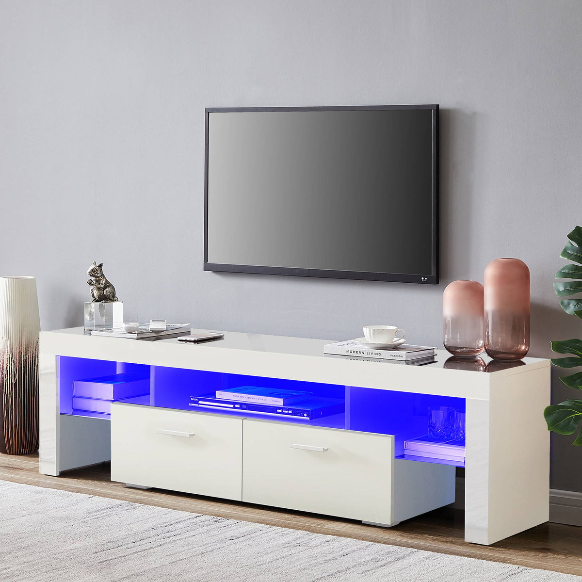 Yiekholo Modern/Contemporary White Tv Cabinet (Accommodates TVs up to 65-in)