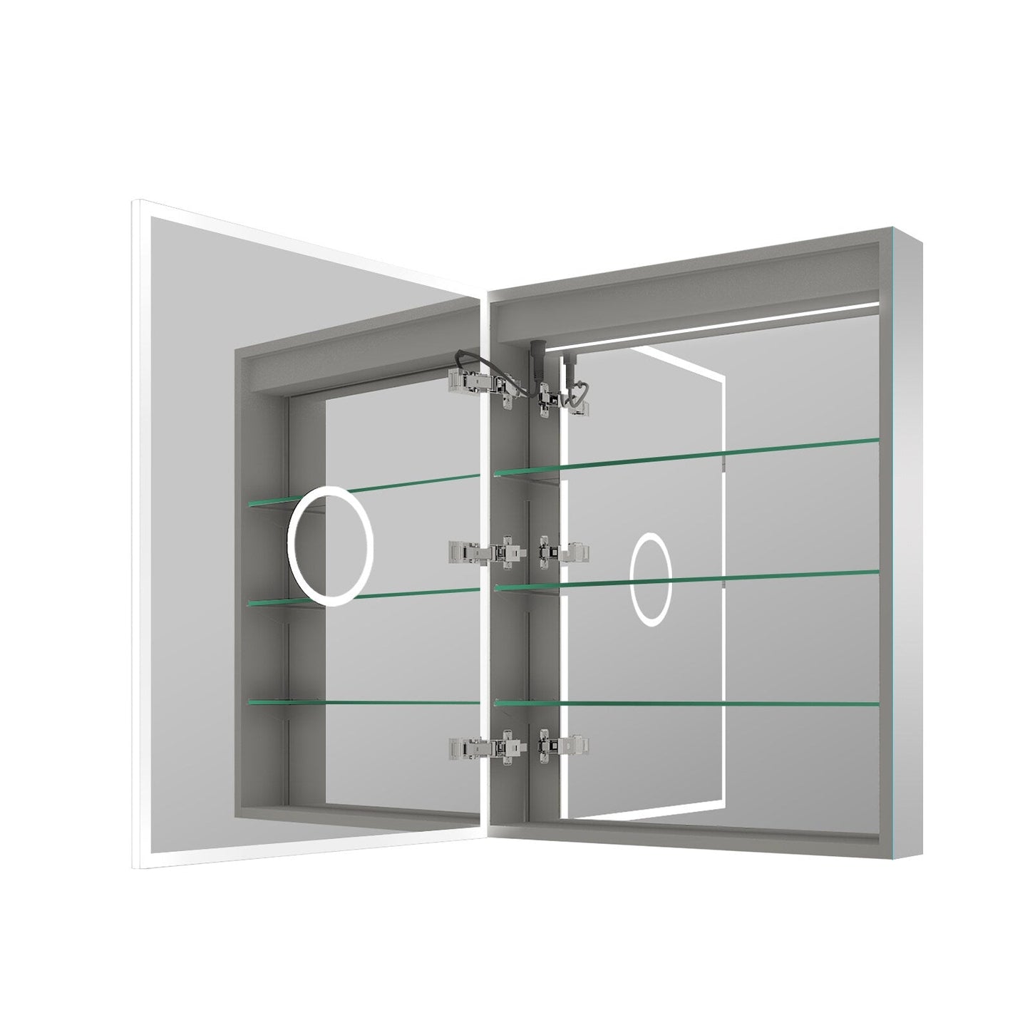 Forclover 24-in x 30-in Lighted LED Fog Free Surface/Recessed Mount Silver Mirrored Soft Close Medicine Cabinet with Outlet