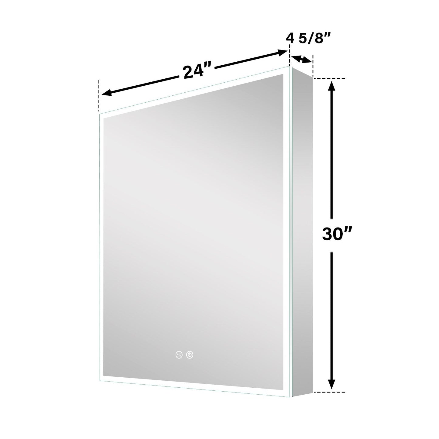 Forclover 24-in x 30-in Lighted LED Fog Free Surface/Recessed Mount Silver Mirrored Soft Close Medicine Cabinet with Outlet