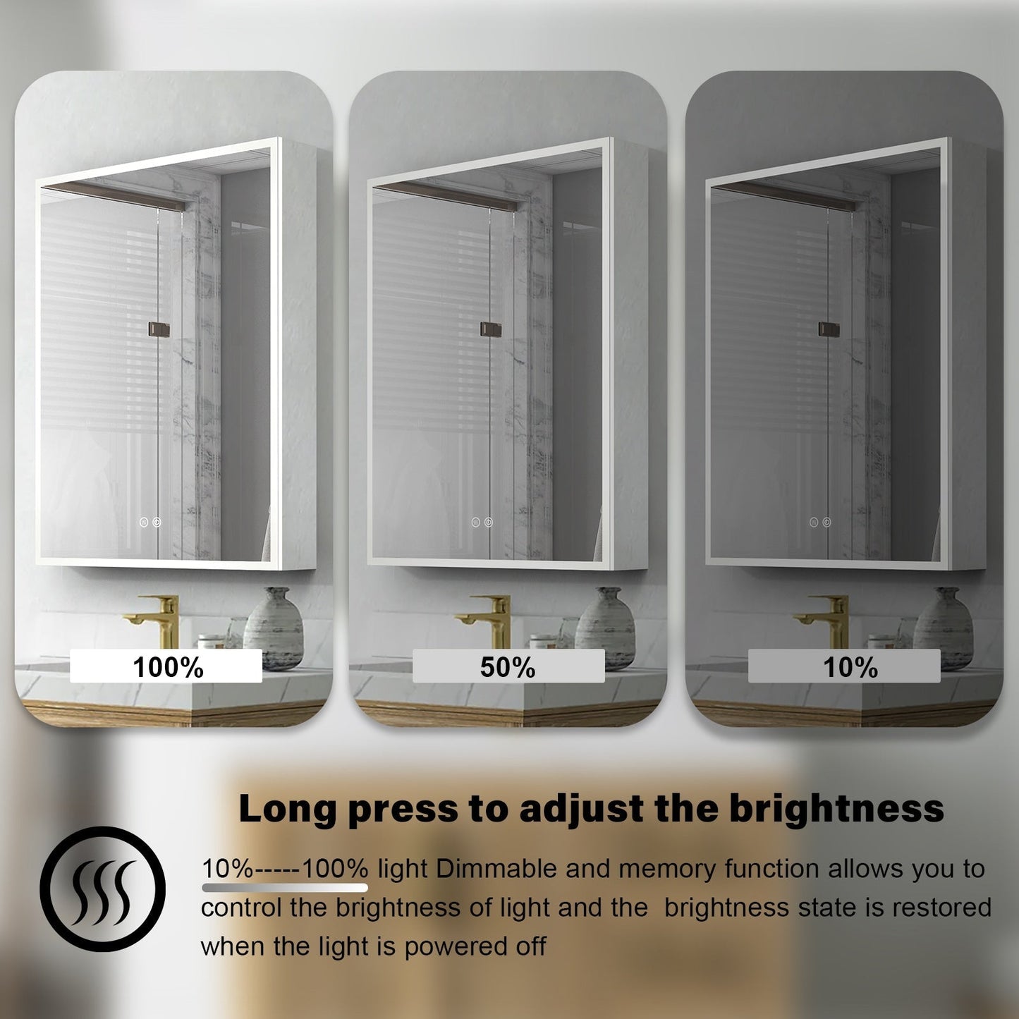 Forclover 24-in x 30-in Lighted LED Fog Free Surface/Recessed Mount Silver Mirrored Soft Close Medicine Cabinet with Outlet
