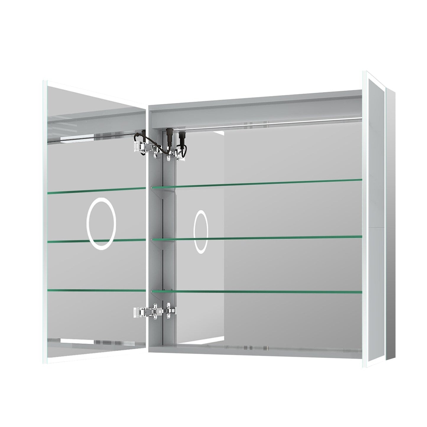 Forclover 30-in x 30-in Lighted LED Fog Free Surface/Recessed Mount Silver Mirrored Soft Close Medicine Cabinet with Outlet