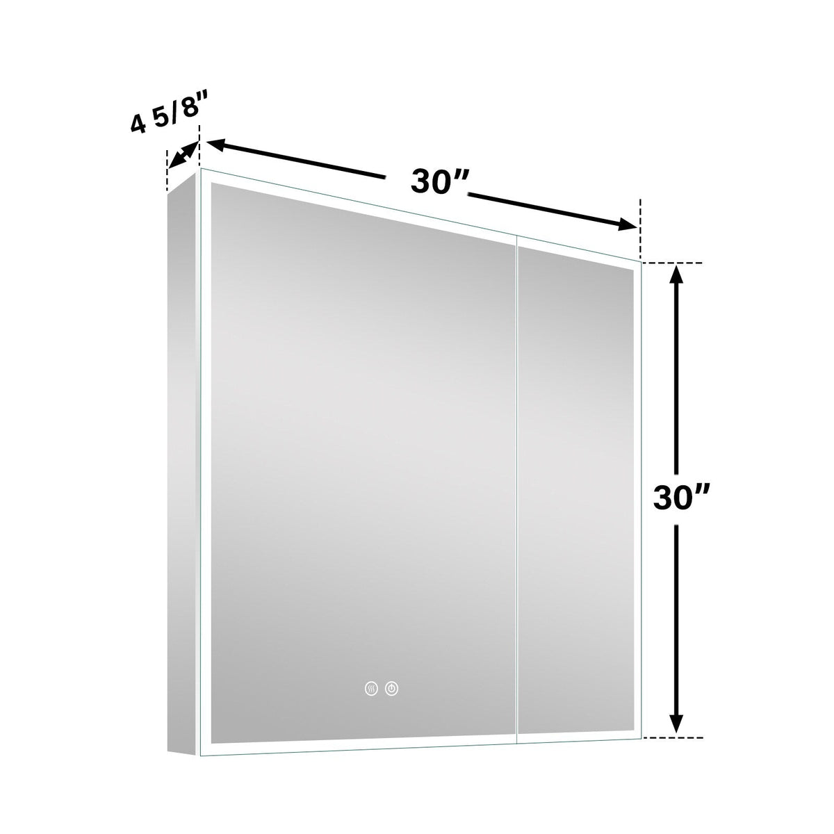 Forclover 30-in x 30-in Lighted LED Fog Free Surface/Recessed Mount Silver Mirrored Soft Close Medicine Cabinet with Outlet