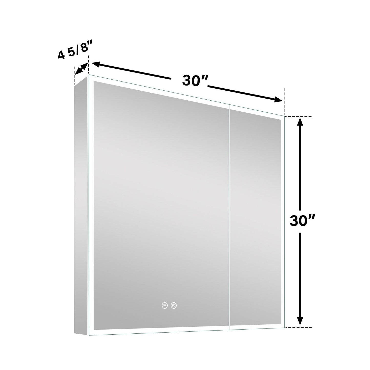 Forclover 30-in x 30-in Lighted LED Fog Free Surface/Recessed Mount Silver Mirrored Soft Close Medicine Cabinet with Outlet