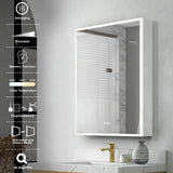 Forclover 24-in x 30-in Lighted LED Fog Free Surface/Recessed Mount Silver Mirrored Soft Close Medicine Cabinet with Outlet
