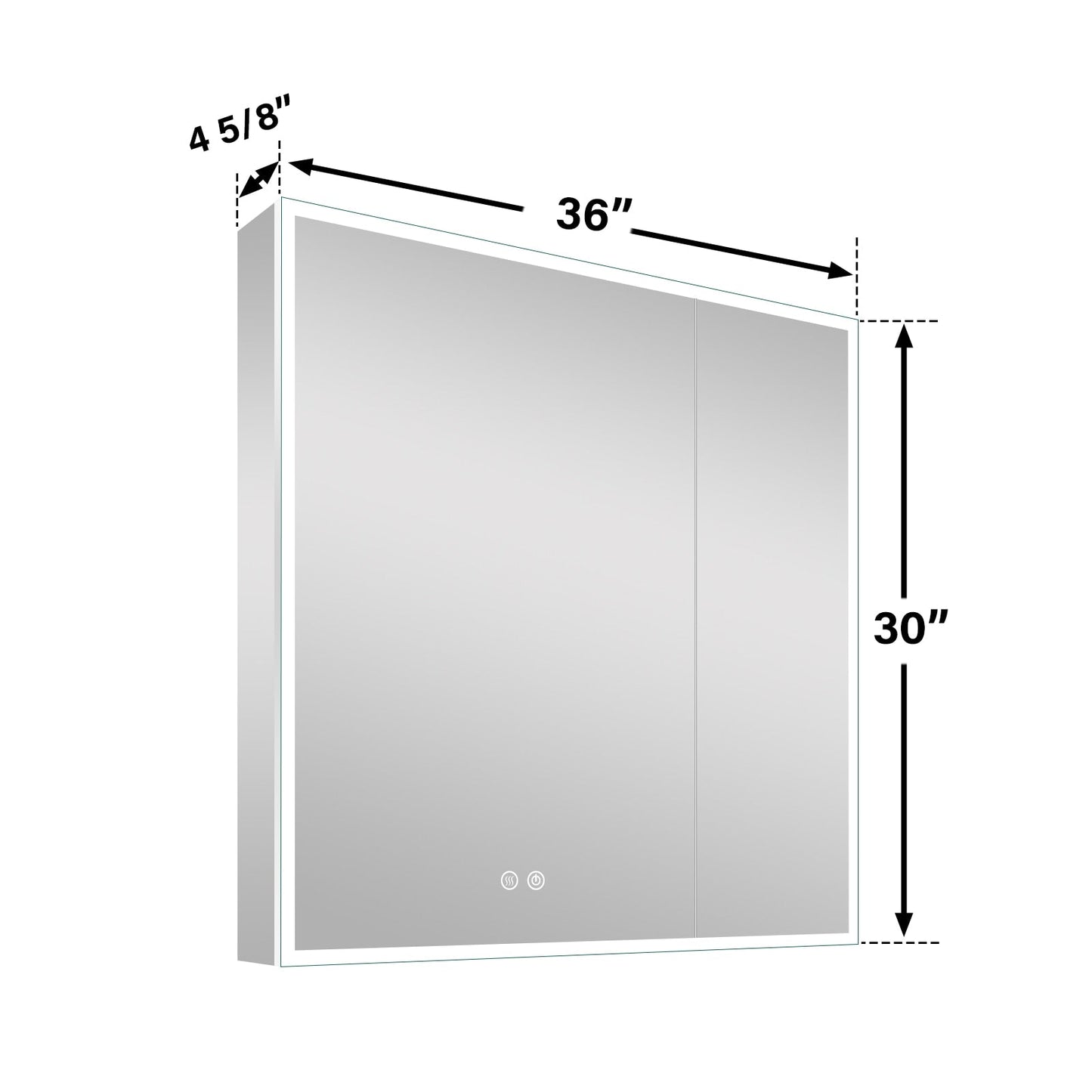 Forclover 36-in x 30-in Lighted LED Fog Free Surface/Recessed Mount Silver Mirrored Soft Close Medicine Cabinet with Outlet