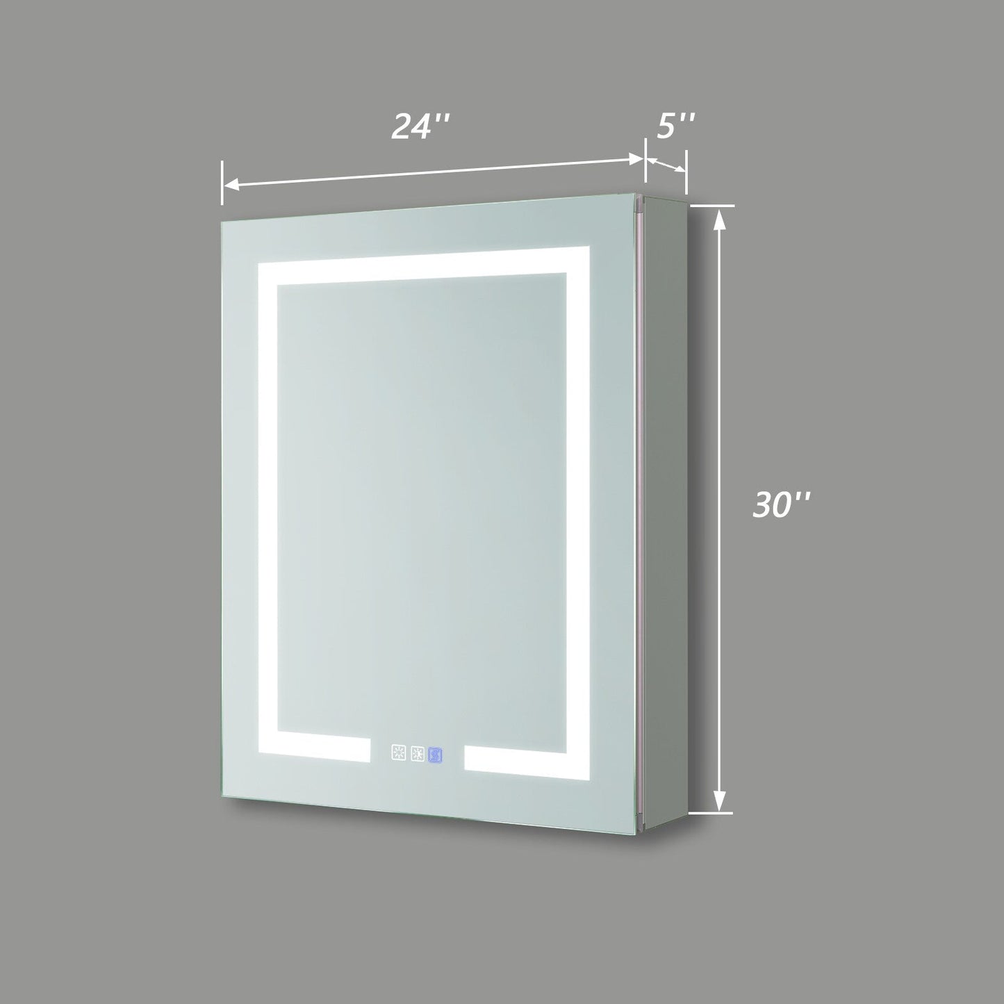Forclover 24-in x 30-in Lighted LED Fog Free Surface/Recessed Mount Silver Mirrored Medicine Cabinet