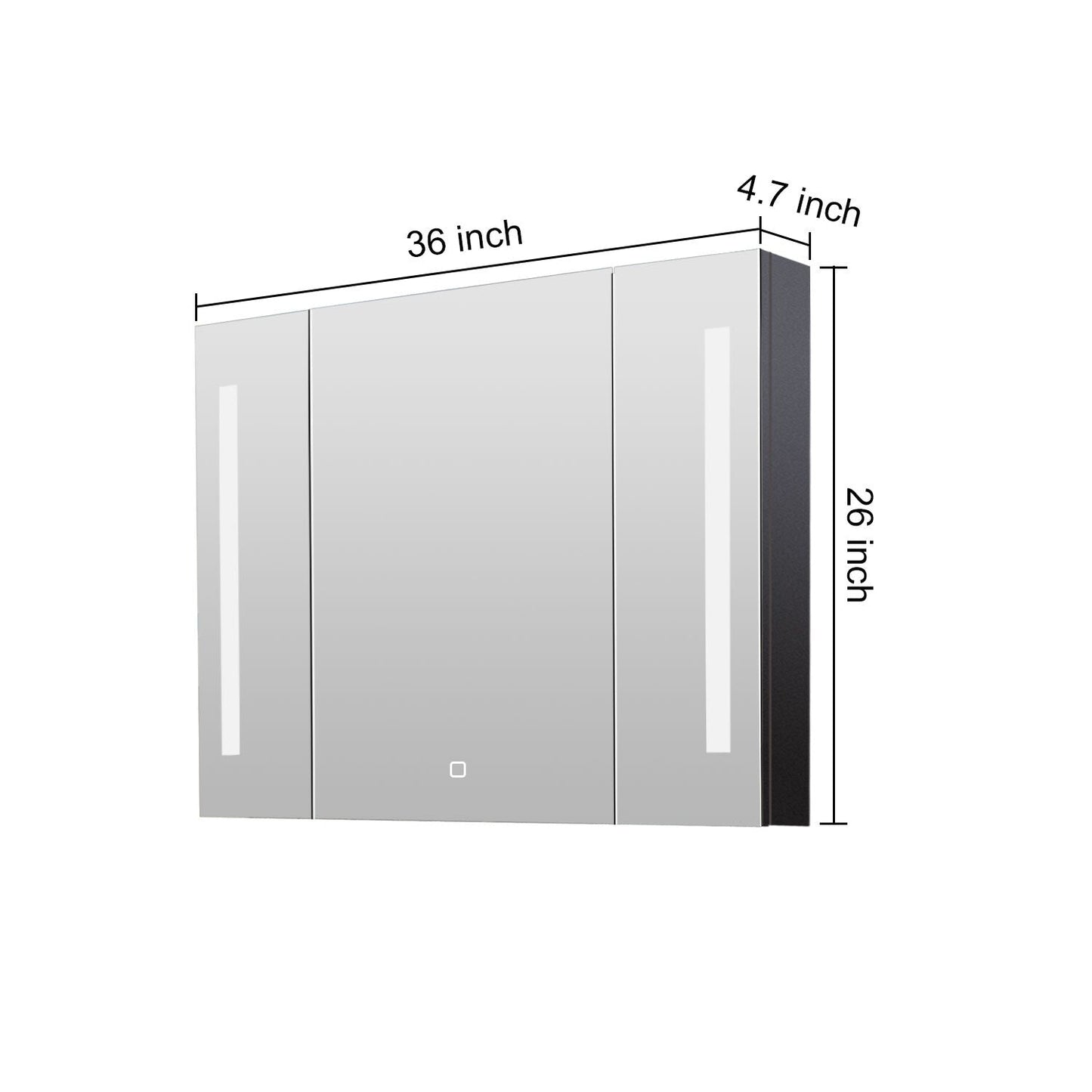 Forclover MA 36-in x 26-in Lighted LED Fog Free Surface Mount Black Mirrored Soft Close Medicine Cabinet