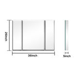 Forclover 36-in x 26-in Recessed Mount Silver Mirrored Medicine Cabinet