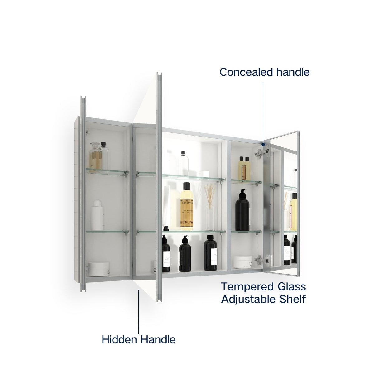 Forclover 36-in x 26-in Recessed Mount Silver Mirrored Medicine Cabinet