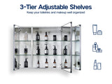 Forclover 36-in x 26-in Recessed Mount Silver Mirrored Medicine Cabinet