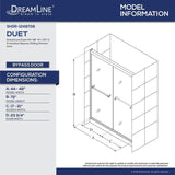 DreamLine Duet 44-48 in. W x 72 in. H Semi-Frameless Bypass Sliding Shower Door, Brushed Nickel
